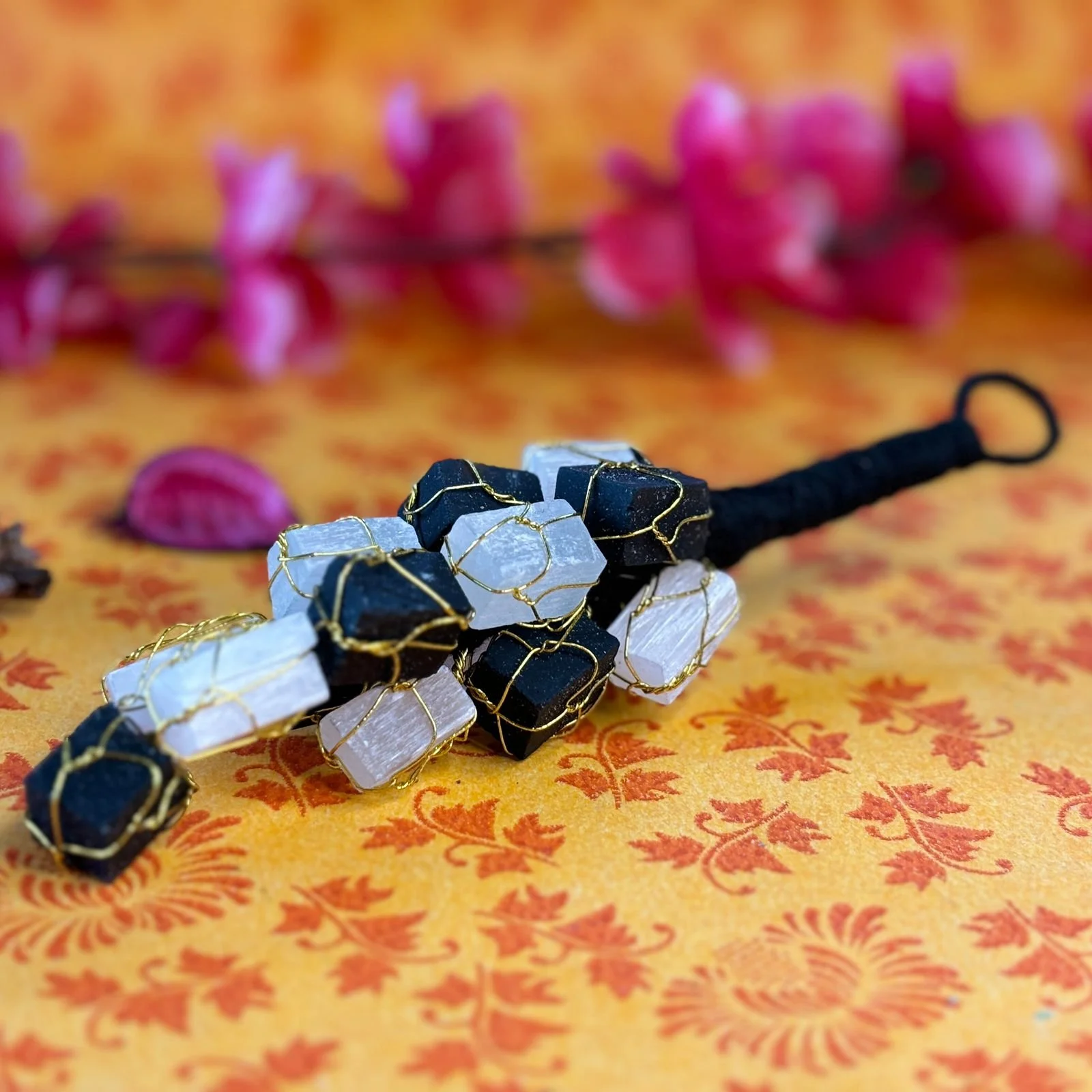 Black and Selenite Hanging
