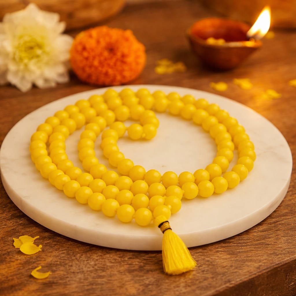 Yellow Haqiq Agate Mala
