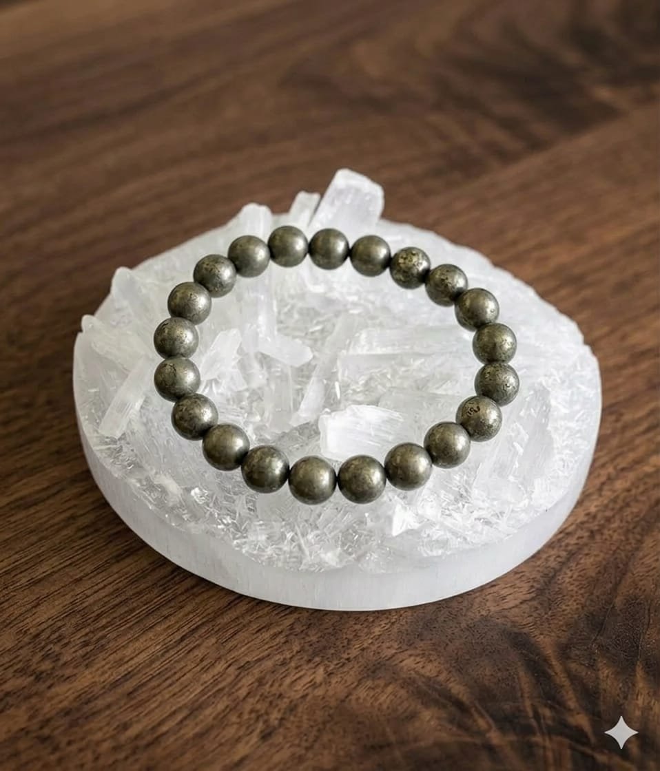 Pyrite Bracelet With Selenite Charging Plate - Image 3